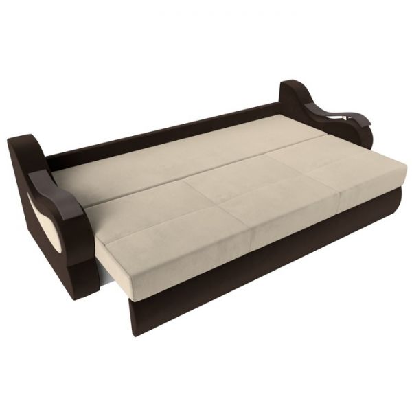 Прямой диван «Меркурий», механизм еврокнижка, микровельвет, цвет бежевый / коричневый