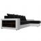Угловой диван «Дубай», еврокнижка, правый угол, цвет чёрный микровельвет / белая экокожа