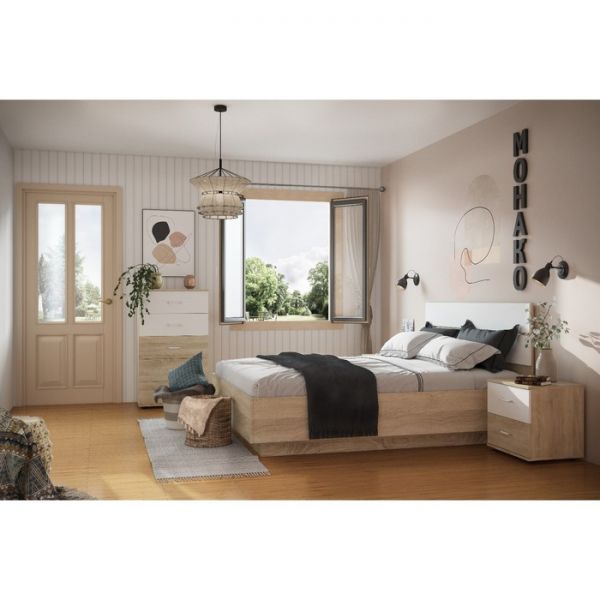 Кровать Люкс «Монако 308» 1400 ? 2000 мм, цвет дуб сонома / ясень анкор светлый