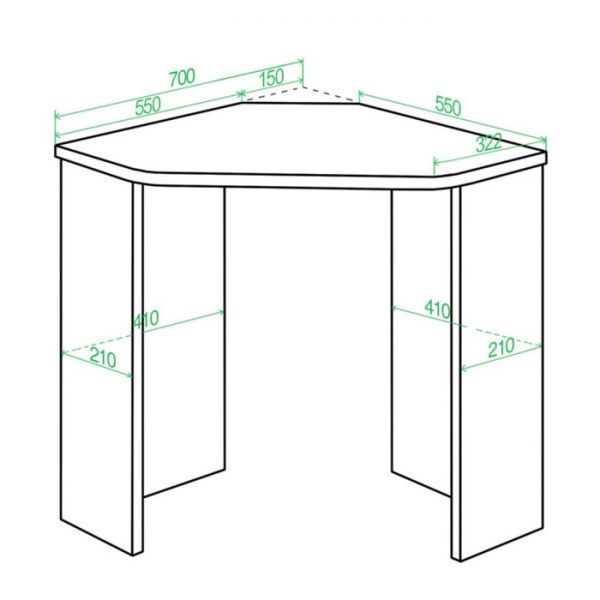Угловой стол, 700 ? 700 ? 770 мм, цвет нельсон