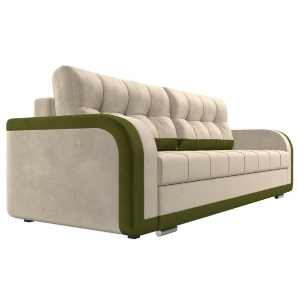 Диван прямой «Марсель», механизм еврокнижка, микровельвет, цвет бежевый / зелёный