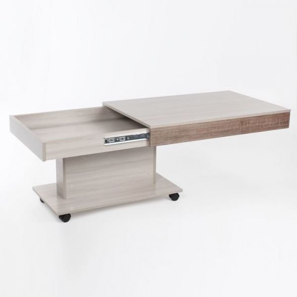 Стол журнальный с ящиком 1005*660*530 Ясень шимо светлый/тёмный