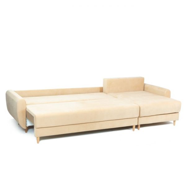 Угловой диван «Неаполь», механизм еврокнижка, велюр, цвет бежевый