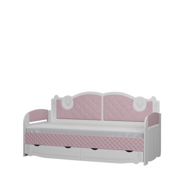 Кровать-тахта с подсветкой «Розалия №900.4», 2000 ? 900 мм, цвет лиственница белая/розовый