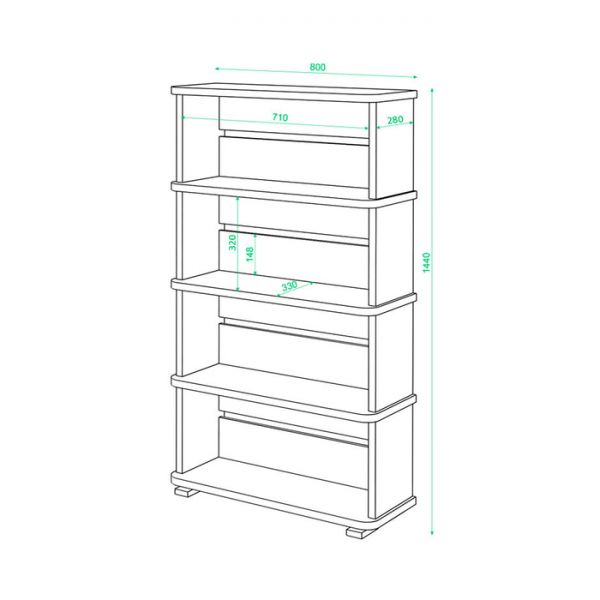 Стеллаж, 800 ? 330 ? 1440 мм, цвет белый жемчуг