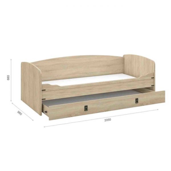 Кровать-топчан «Валенсия», 90 ? 200 см, с основанием под матрас, цвет дуб сонома