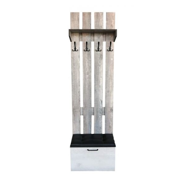 Вешалка «Грейвуд», 600 ? 350 ? 2104 мм, цвет пайн бетон тёмный / пайн бетон светлый