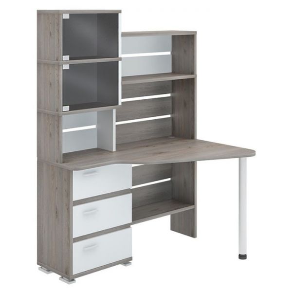 Стол СР-322, угол правый с надстройкой, 1340 ? 900 ? 1770 мм, цвет белый жемчуг