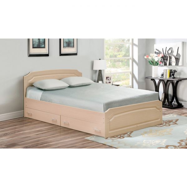 Кровать двойная с ящиками «Венеция 3», 1200 ? 1900 мм, цвет дуб молочный / дуб выбеленный
