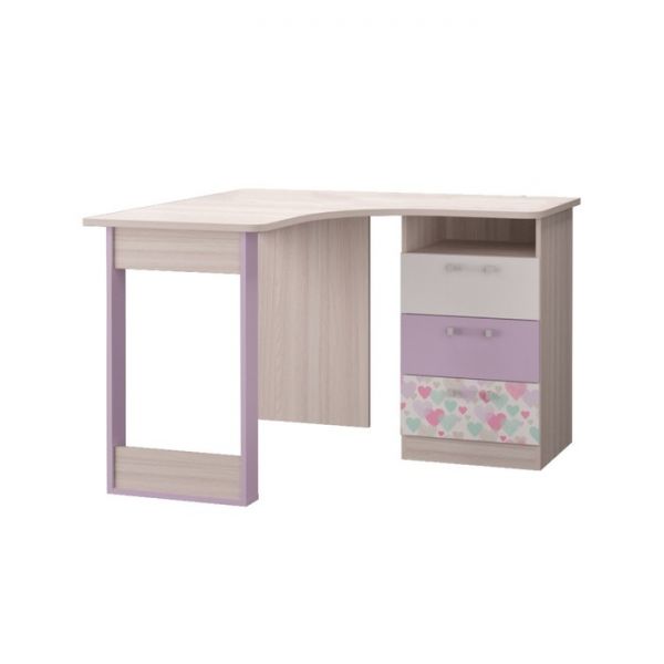 Стол письменный угловой Адель, 1240х1240х807, Ясень светлый/Белый