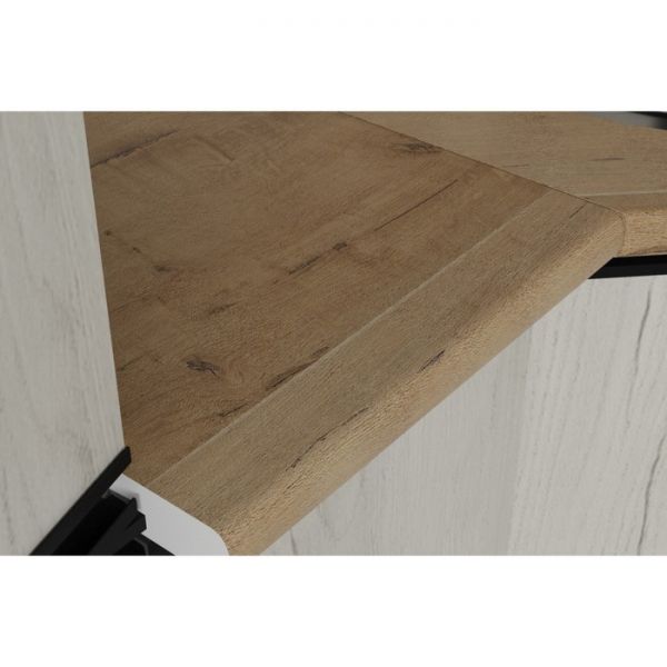 Кухонный угловой гарнитур Амели оптима 2400х1800 Белый/Дуб бунратти/Дуб грей