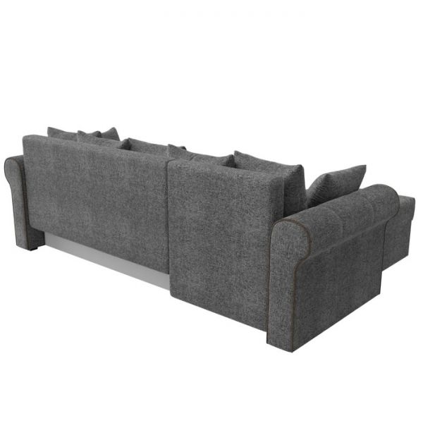 Угловой диван «Рейн», механизм еврокнижка, угол правый, рогожка, цвет серый / кант бежевый