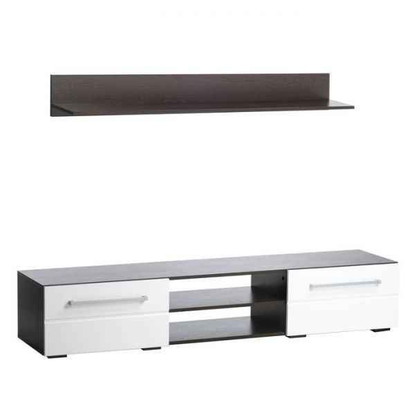 Тумба для ТВ Милан с полкой 1802х430х340 венге/белый глянец
