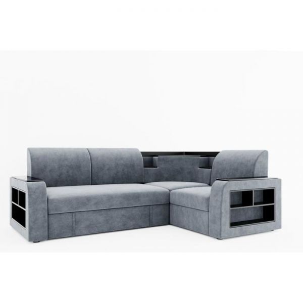 Угловой диван «Фараон», универсальный, дельфин, велюр, цвет селфи 01, вставка астор 536