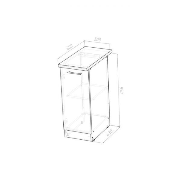 Шкаф напольный Кира 300х600 850 с 1 дверцей  венге/Квадро шимо темный/малага