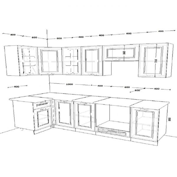 Кухонный гарнитур Гарнитур 5 Белый Вегас 1000х2400 Белый