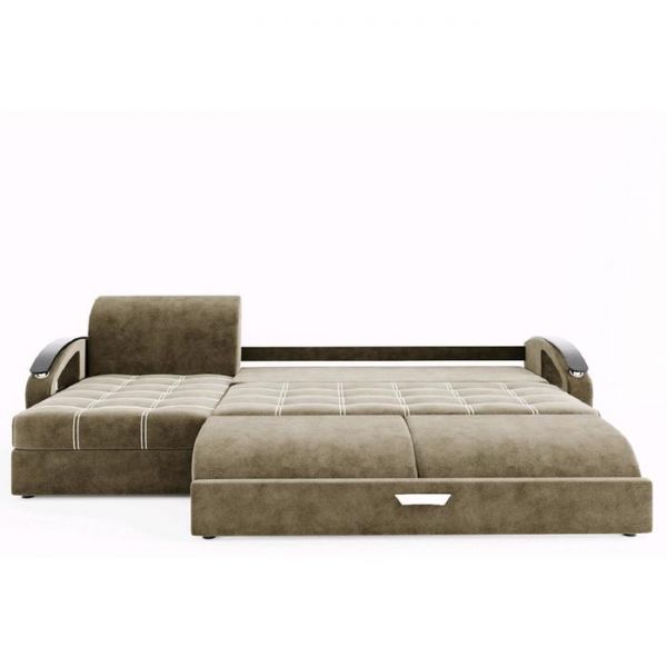 Угловой диван «Дубай», угол левый, еврокнижка, МДФ венге, цвет селфи 01, подушки селфи 03