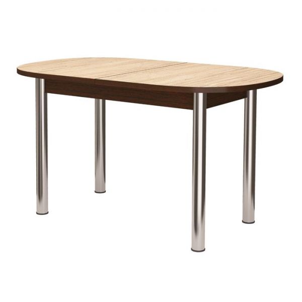 Стол раздвижной овальный, 1180(1480)х690 мм, берилл, опоры Брифинг, хром