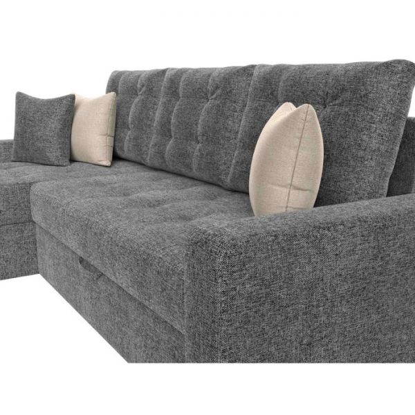 Угловой диван «Ливерпуль», механизм дельфин, рогожка, правый угол, цвет серый