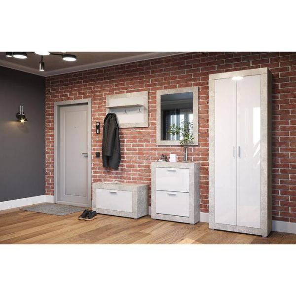 Тумба для обуви Монтана ПТ1, 902х370х520, Atelier/Белый глянец