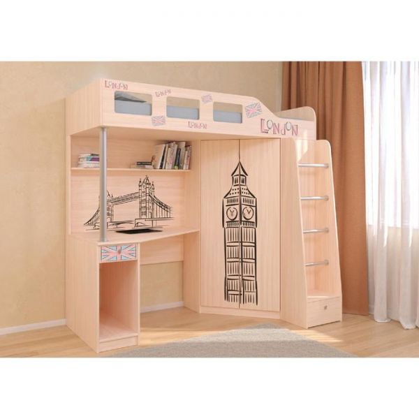 Детский комплекс «Астра 7», цвет дуб молочный, фотопечать «Биг Бен»