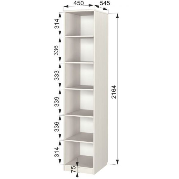Пенал «Азалия 5.2», левый, 450 ? 545 ? 2164 мм, цвет бодега белая