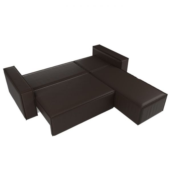 Угловой диван «Куба», механизм еврокнижка, экокожа, цвет бежевый