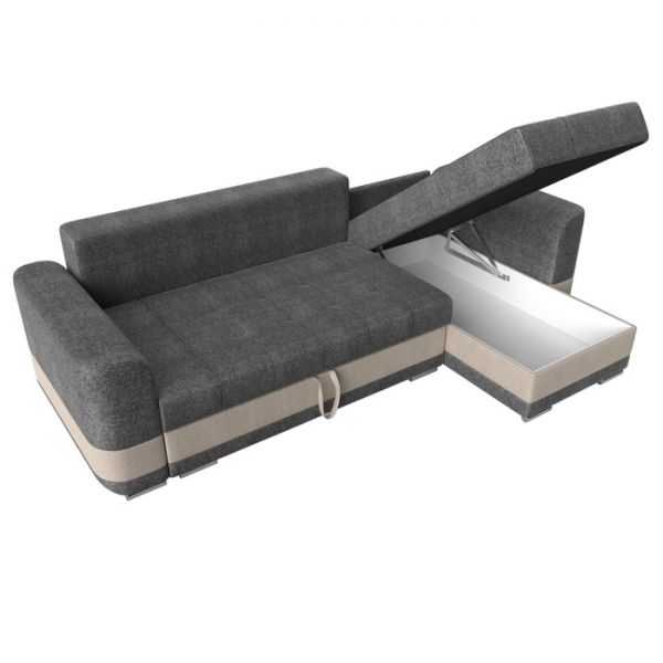 Угловой диван «Честер», механизм еврокнижка, рогожка, цвет серый / бежевый