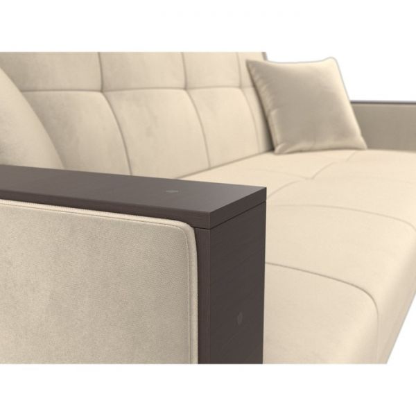 Прямой диван-книжка «Валенсия», механизм книжка, микровельвет, цвет бежевый