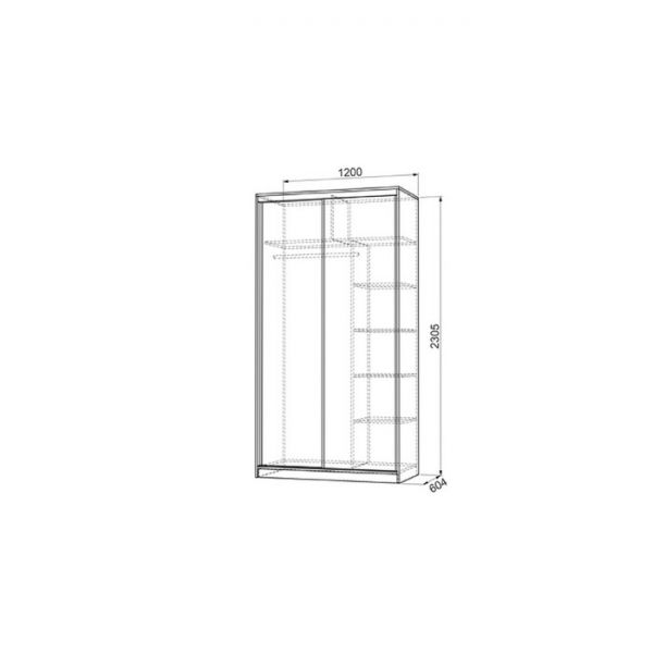 Шкаф-купе "Рио 4-600 орхидеи", 1200x600x2300, Дуб сонома