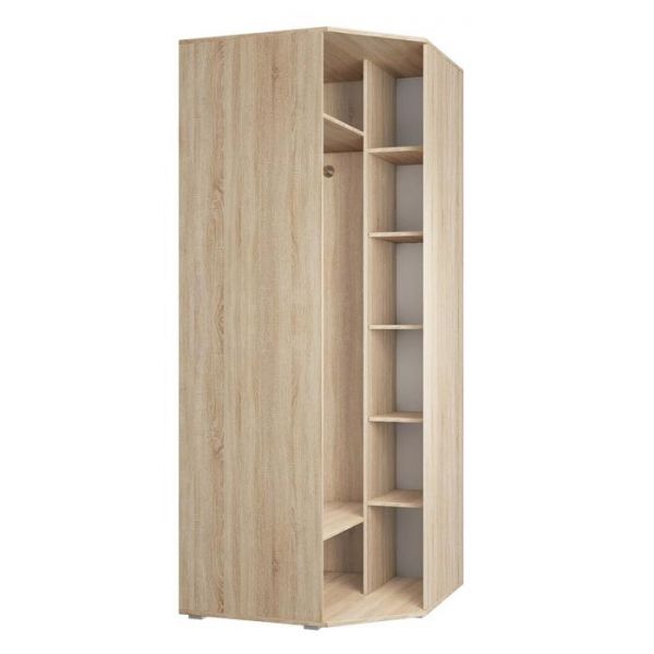 Шкаф ШУ Зеркало/Зеркало РИВЬЕРА 850х850х2100 фасады ПВХ Белый/корпус Дуб Сонома