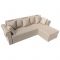 Угловой диван «Рейн», механизм еврокнижка, угол правый, рогожка, бежевый / кант коричневый