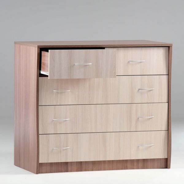 Комод 5 ящиков 900х480х800 Ясень шимо светлый/темный