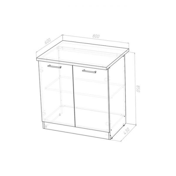 Шкаф напольный Полина 800х600х850 2 дверцы венге/бодега/дуглас темный