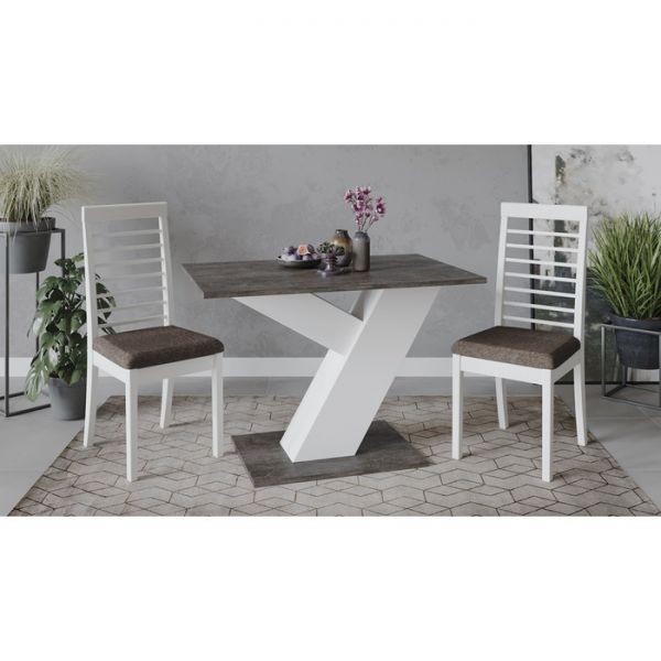 Стол обеденный «Рейн» Тип-1 1100х700х750 Белый Ясень/Ателье темный