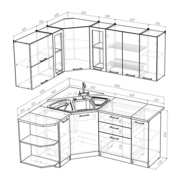 Кухонный гарнитур Маргарита оптима 1500*1800