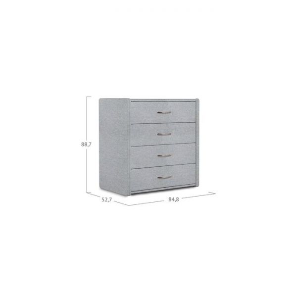 Комод «Алеро», 4 ящика, 848 ? 527 ? 887 мм, рогожка, стекло, цвет серый
