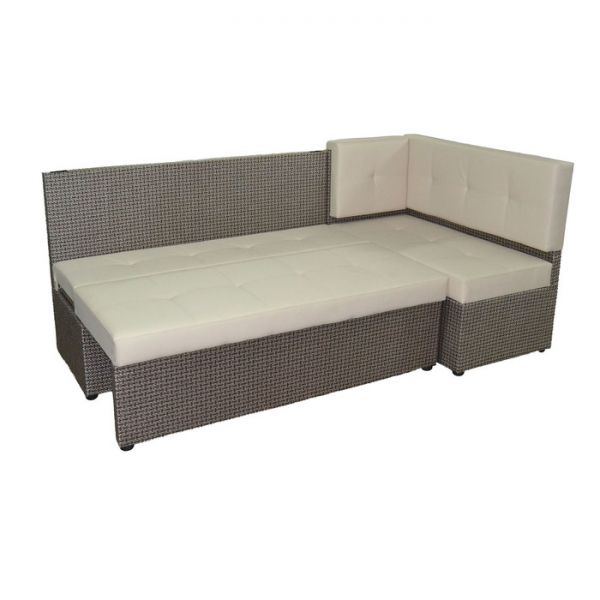 Кухонный уголок со спальным местом, рогожка "Скиф № 104 + экокожа Ecotex A 109", правый