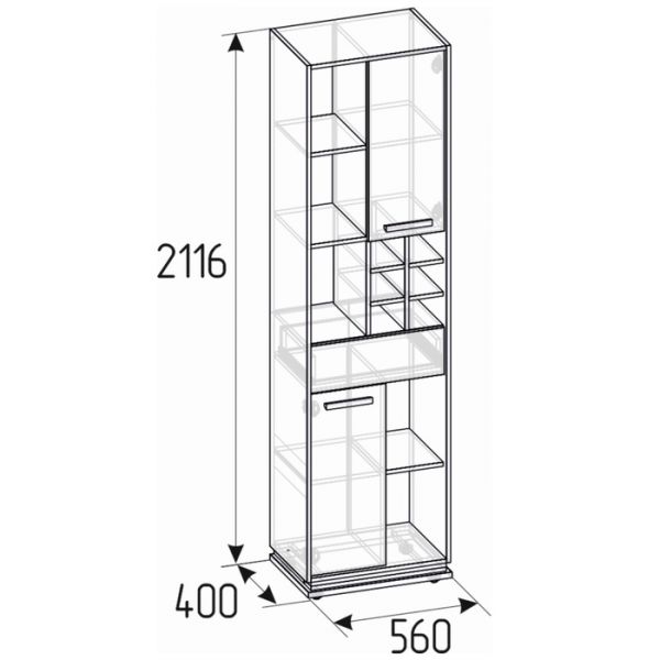 Шкаф Nature 2, 560 ? 400 ? 2116 мм, цвет гаскон пайн / чёрный