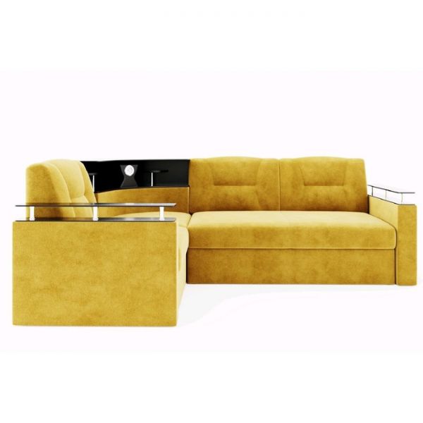 Угловой диван «София», угол левый, дельфин, подсветка, велюр, ЛДСП венге, цвет селфи 01