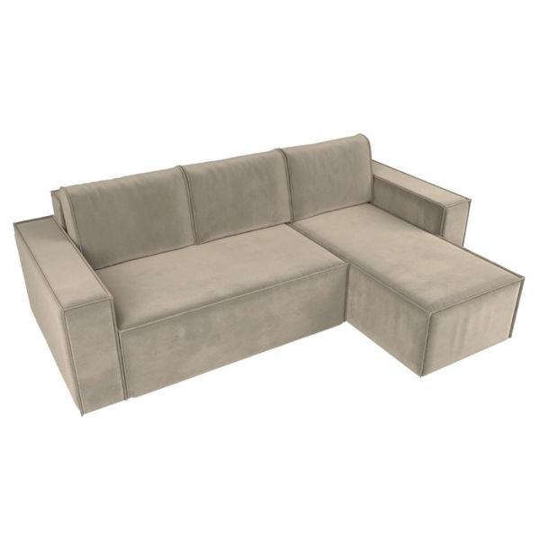 Угловой диван «Куба», механизм еврокнижка, микровельвет, цвет бежевый