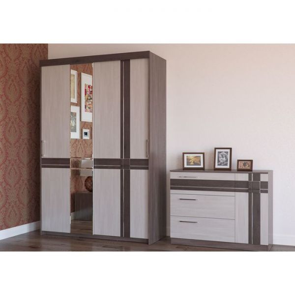 Комод с дверкой и тремя ящиками ПРЕЗЕНТ Бодега темный/светлый МДФ бодега темный