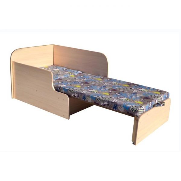 Тахта детская "Неваляшка" угол Левый Филин деним/ЛДСП молочный дуб