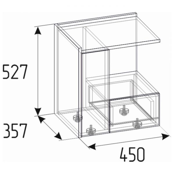 Тумба прикроватная Nature 42, 450 ? 357 ? 527 мм, цвет гаскон пайн / чёрный