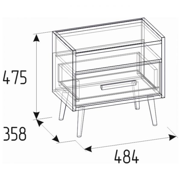 Тумба прикроватная Nature 41, 484 ? 358 ? 475 мм, цвет гаскон пайн