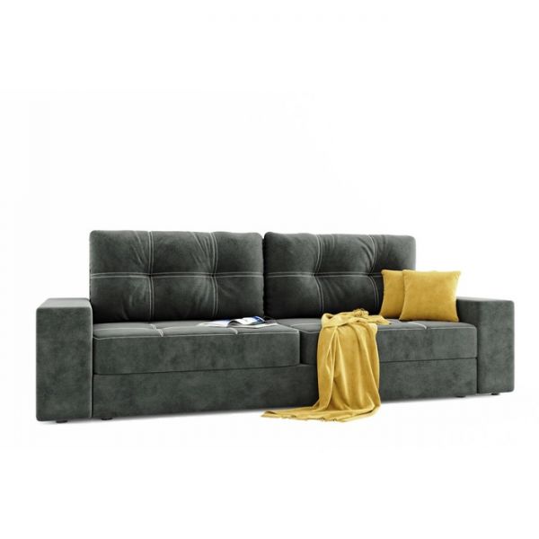 Прямой диван «Талисман 1», механизм пантограф, велюр, цвет селфи 01 / селфи 03