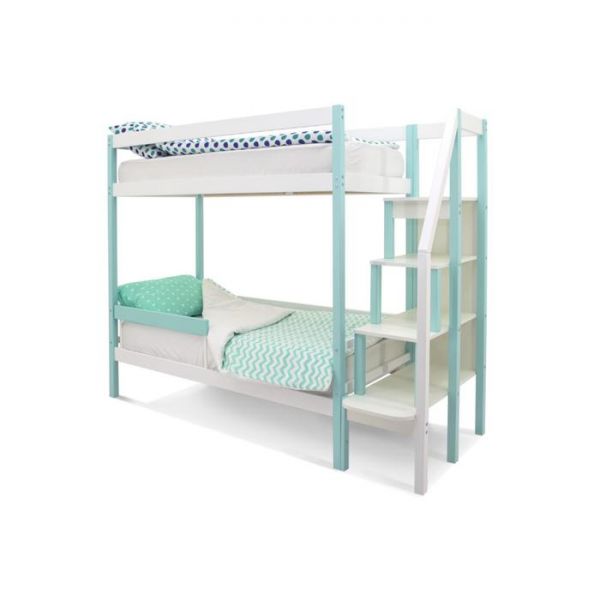 Детская двухъярусная кровать Бельмарко Svogen мятно-белый