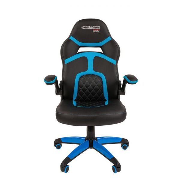 Игровое кресло "Chairman game" 18 экопремиум черный/голубой