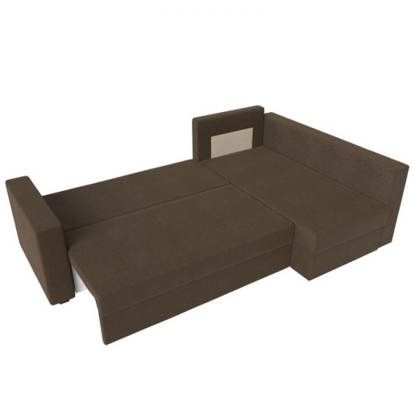 Угловой диван «Мансберг», механизм еврокнижка, угол левый, рогожка, цвет коричневый