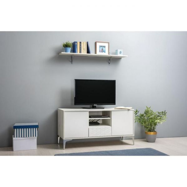 Тумба под ТВ Марципан 13.265, 1215х456х597, Дуб белый/шагрень платина